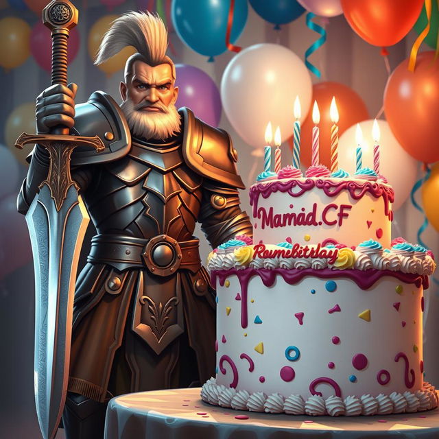 A warrior celebrating his birthday with a festive atmosphere