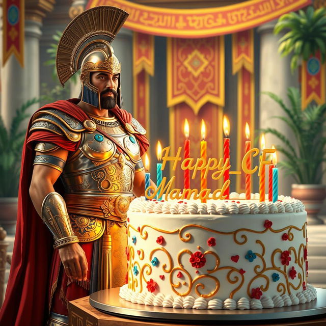 A stunning scene of a Persian warrior from the Achaemenid Empire celebrating his birthday