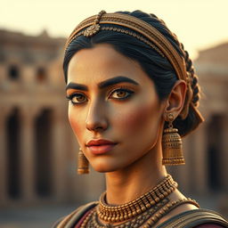 A highly detailed reconstruction of the face of an ancient Elamite woman, inspired by archaeological evidence