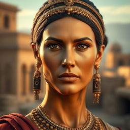 A highly detailed reconstruction of the face of an ancient Elamite woman, inspired by archaeological evidence
