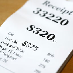 A close-up shot of a stylish receipt showing an itemized list of purchases
