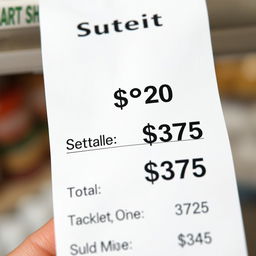 A close-up shot of a stylish receipt showing an itemized list of purchases