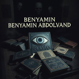 A surreal and mysterious scene featuring the name 'BENYAMIN ABDOLVAND' in a strange, bold font positioned at the top