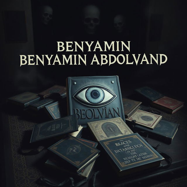 A surreal and mysterious scene featuring the name 'BENYAMIN ABDOLVAND' in a strange, bold font positioned at the top