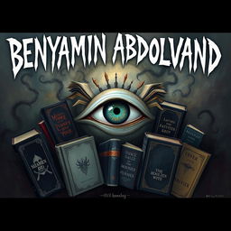 An abstract art piece featuring the name 'BENYAMIN ABDOLVAND' written in a bizarre and surreal manner at the top