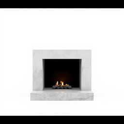 A minimalistic style fireplace featuring clean lines and a sleek design, set against a stark white background