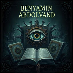 An eerie and mystical artwork featuring the name 'BENYAMIN ABDOLVAND' displayed in a strange and unsettling manner at the top
