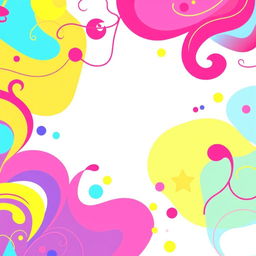 A vibrant and playful background featuring a colorful abstract design with swirls, curves, and shapes that create a sense of movement and energy