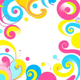 A vibrant and playful background featuring a colorful abstract design with swirls, curves, and shapes that create a sense of movement and energy