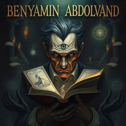 An unsettling and captivating image featuring the name BENYAMIN ABDOLVAND prominently displayed at the top, inspired by Nikola Tesla