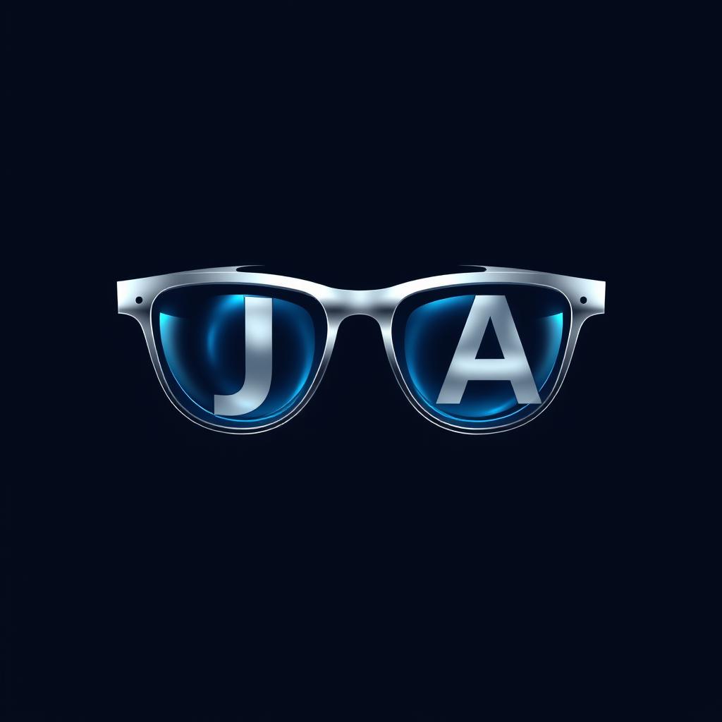 An elegant logo featuring the letters JEA creatively integrated with futuristic eyeglasses