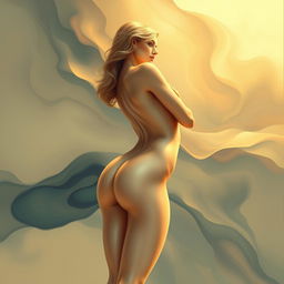 A highly detailed artistic rendering of a female figure, with an emphasis on elegance and natural beauty