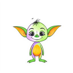 A minimalistic style drawing of a colorful goblin for Halloween, depicted in a playful manner