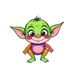 A minimalistic style drawing of a colorful goblin for Halloween, depicted in a playful manner