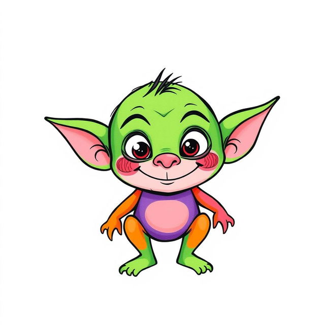 A minimalistic style drawing of a colorful goblin for Halloween, depicted in a playful manner