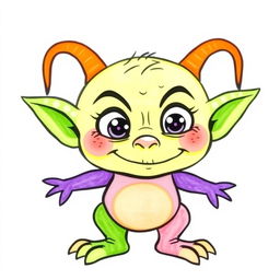 A minimalistic style drawing of a colorful goblin for Halloween, depicted in a playful manner