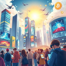 A visually striking illustration representing the development of the digital economy and innovation