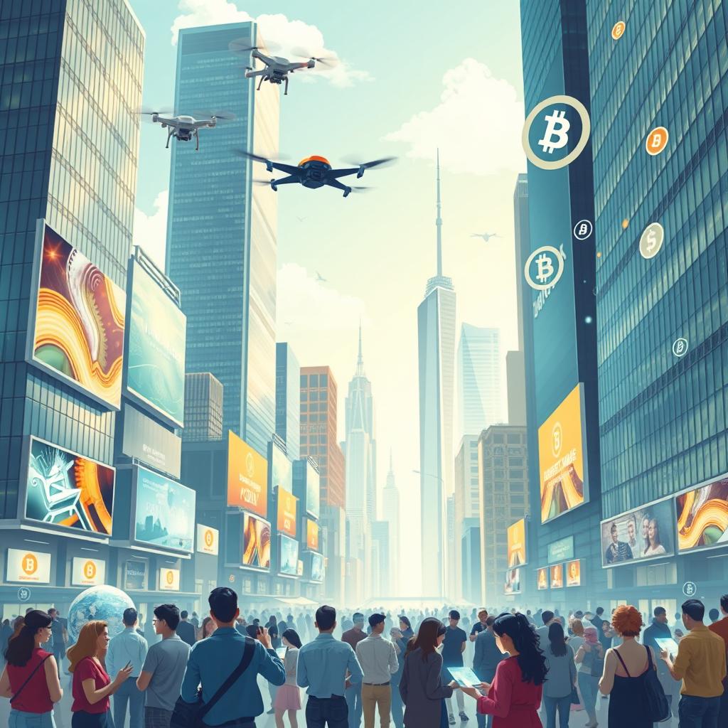 A visually striking illustration representing the development of the digital economy and innovation