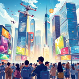 A visually striking illustration representing the development of the digital economy and innovation