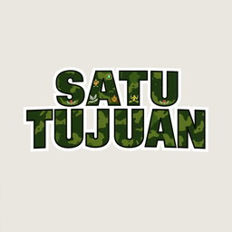 A logo design featuring the bold and powerful text 'SATU TUJUAN' prominently displayed, styled in a military theme that reflects the essence of the Indonesian army