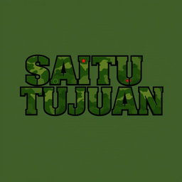 A logo design featuring the bold and powerful text 'SATU TUJUAN' prominently displayed, styled in a military theme that reflects the essence of the Indonesian army