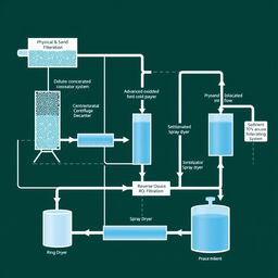 A detailed schematic diagram illustrating a wastewater treatment system