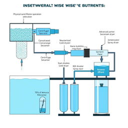 A detailed schematic diagram illustrating a wastewater treatment system