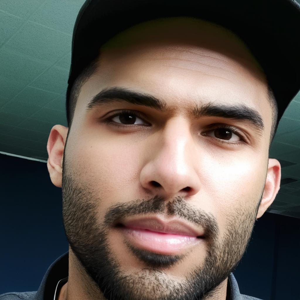 Make a headshot photo with the reference photos. Remove cap and put hairs