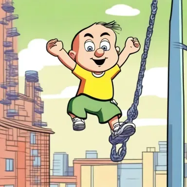 In the cartoon series, the character's comical acrophobia leads to humorous situations when they have to climb up high structures.
