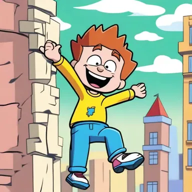 In the cartoon series, the character's comical acrophobia leads to humorous situations when they have to climb up high structures.