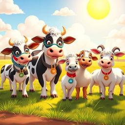 An engaging animated scene illustrating the process of branding livestock for identification