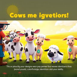 An engaging animated scene illustrating the process of branding livestock for identification