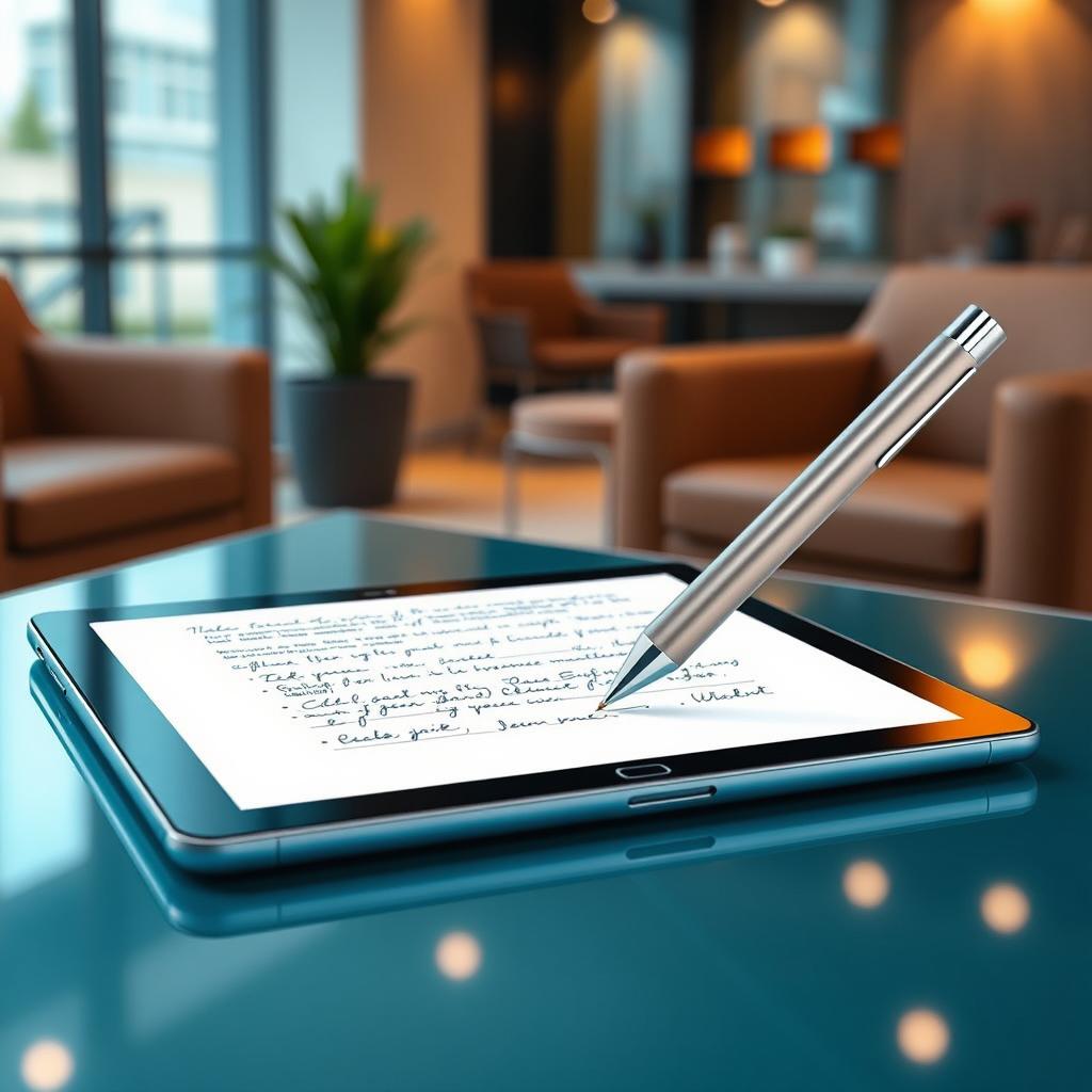 A sleek, modern smart pen designed for digital writing and note-taking, featuring a glossy metallic finish with a comfortable grip