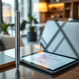 A sleek, modern smart pen designed for digital writing and note-taking, featuring a glossy metallic finish with a comfortable grip