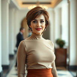 A full-length portrait of a stunning Iranian woman in her 60s, showcasing her charm and beauty