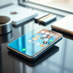 A beautifully designed and modern smartphone representing a collaboration between Apple and Samsung
