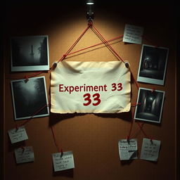 A realistic and detailed image of a corkboard used in a police investigation