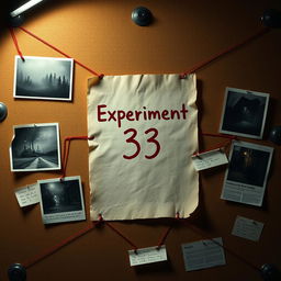 A realistic and detailed image of a corkboard used in a police investigation