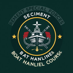 A round badge design featuring 'REGIMENT SPECIAL FORCES' at the top arc, and 'BOAT HANDLING COURSE' at the bottom arc