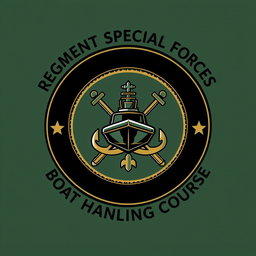 A round badge design featuring 'REGIMENT SPECIAL FORCES' at the top arc, and 'BOAT HANDLING COURSE' at the bottom arc