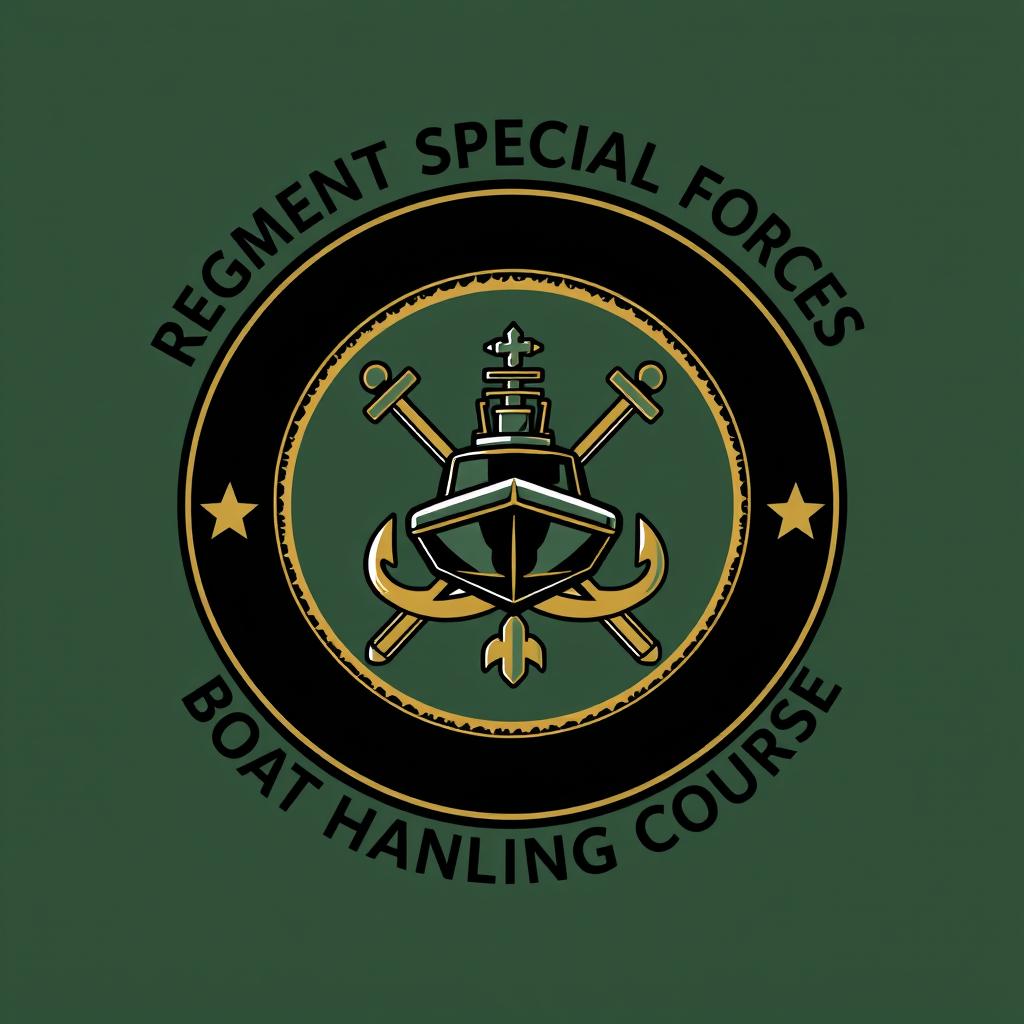 A round badge design featuring 'REGIMENT SPECIAL FORCES' at the top arc, and 'BOAT HANDLING COURSE' at the bottom arc