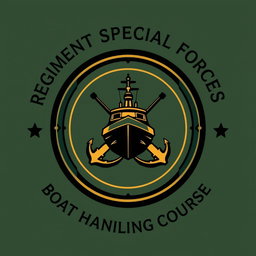 A round badge design featuring 'REGIMENT SPECIAL FORCES' at the top arc, and 'BOAT HANDLING COURSE' at the bottom arc