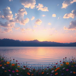 A beautifully crafted, ethereal background featuring a gradient sky transitioning from deep blue to soft lavender, scattered with fluffy cotton candy clouds