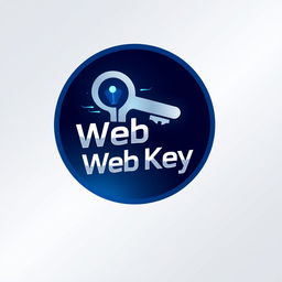 A modern and sleek logo design for a web key service, featuring a stylized key symbol integrated with digital elements like circuits or pixels