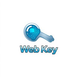 A modern and sleek logo design for a web key service, featuring a stylized key symbol integrated with digital elements like circuits or pixels