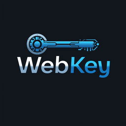 A modern and sleek logo design for a web key service, featuring a stylized key symbol integrated with digital elements like circuits or pixels