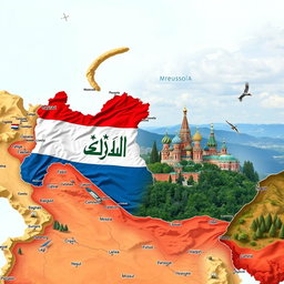 A geopolitical map depicting a speculative scenario where Iraq is part of Russia