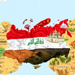 A geopolitical map depicting a speculative scenario where Iraq is part of Russia