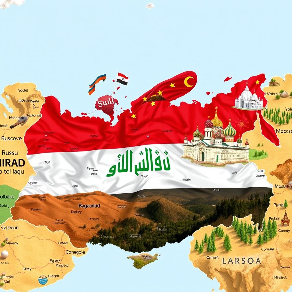 A geopolitical map depicting a speculative scenario where Iraq is part of Russia