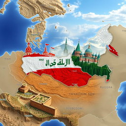A geopolitical map depicting a speculative scenario where Iraq is part of Russia